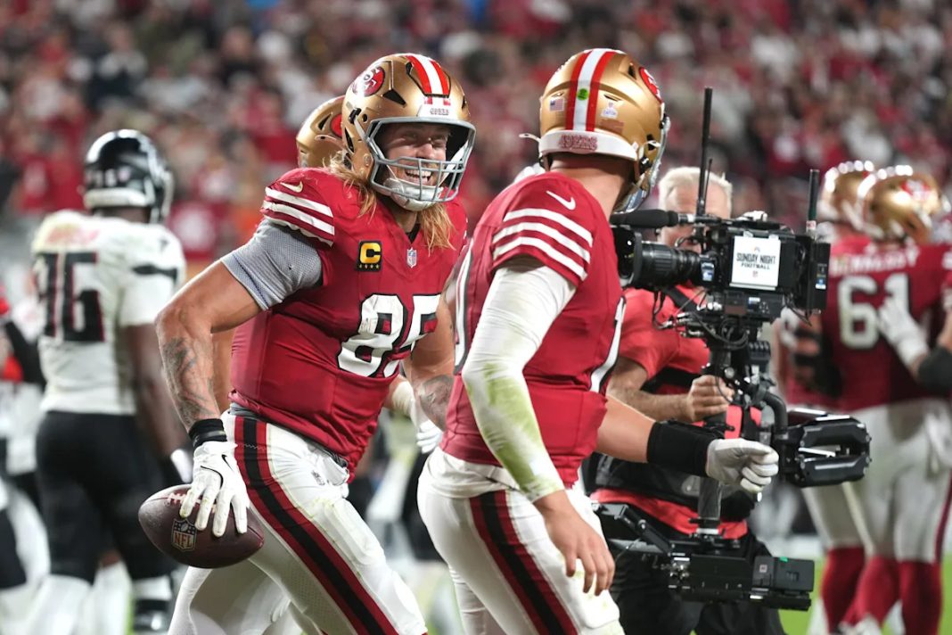 George Kittle explains why QB Mac Jones is the 49ers' 'glue guy'
