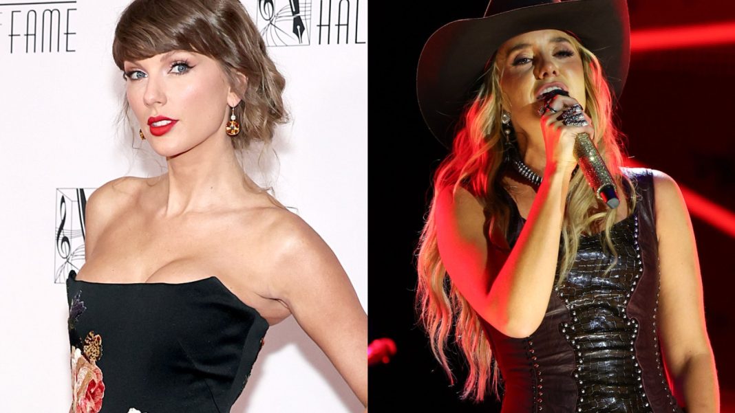 Taylor Swift and Lainey Wilson Duet 'Love Story' at NFL Party